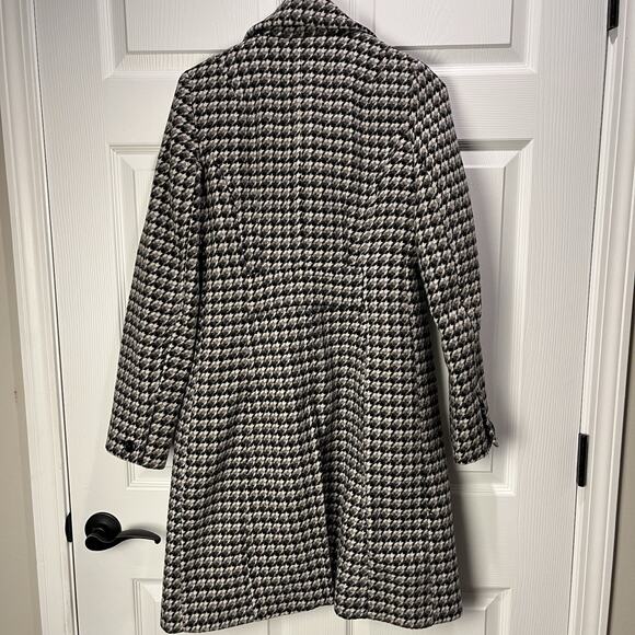 Croft & Barrow Small Black/White/Gray Wool Houndstooth Pattern Coat Knee Length - Picture 3 of 9